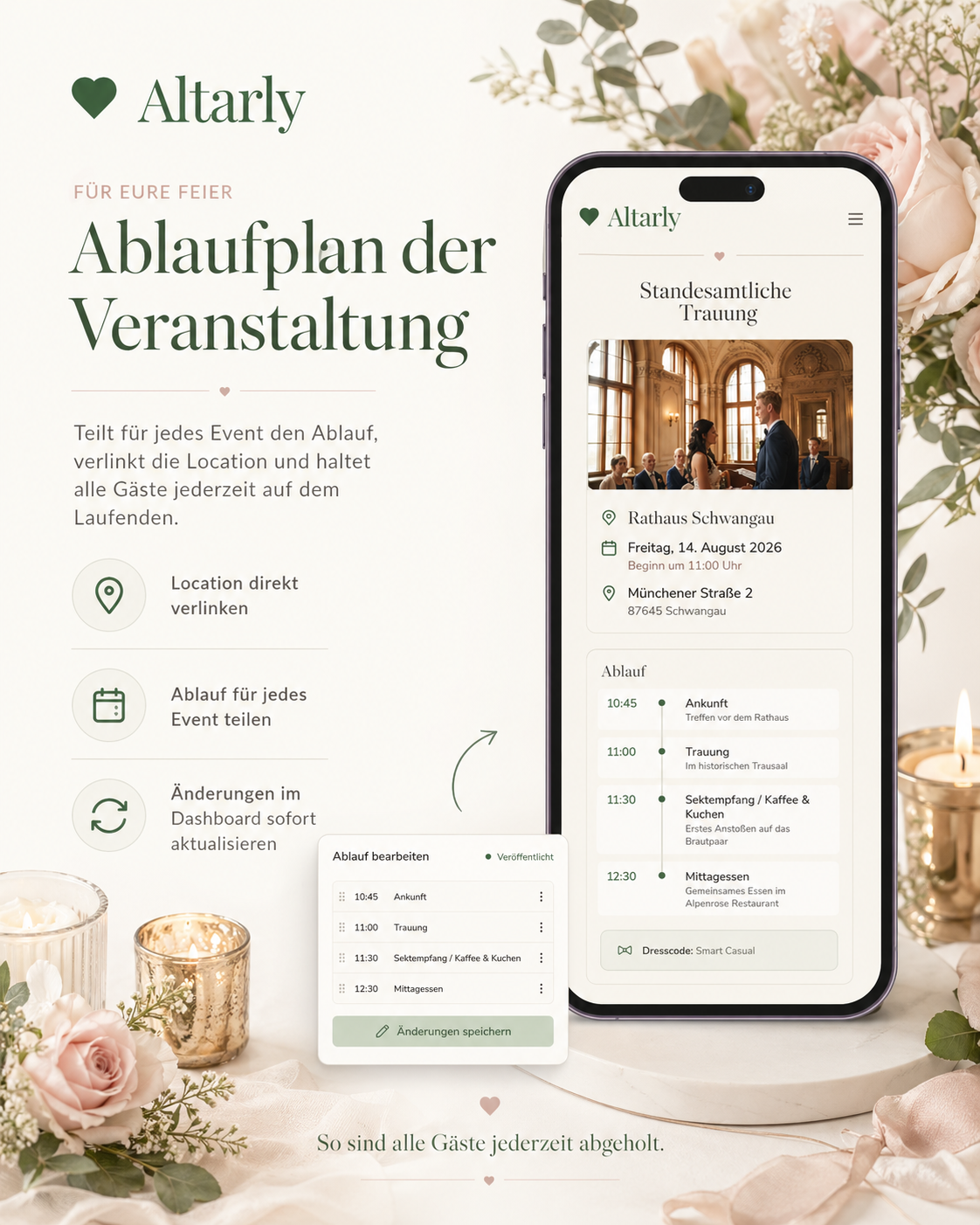 Ablaufplan der Hochzeit
